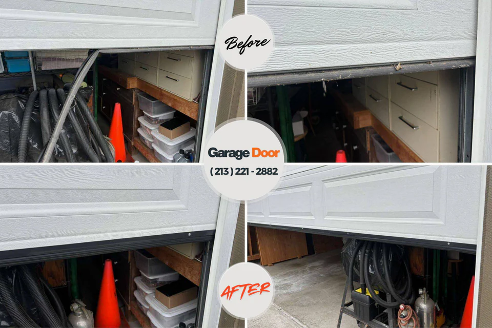 Before and after: garage door repair Kodiak Station, AK